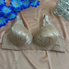 Feather Fit Nude Satin-Lace Full Coverage Bra – Supportive Wireless Everyday Bra for Women Pakistan
