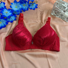 Feather Fit Nude Satin-Lace Full Coverage Bra – Supportive Wireless Everyday Bra for Women Pakistan