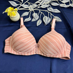 Feather Fit Crimson Stripe Padded Bra – Seamless Wireless Everyday T-Shirt Bra for Women Pakistan