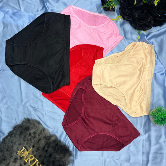 Feather Fit Pure Cotton Comfort Panty Pack of 5 Panties – Breathable Mid-Rise Soft Seamless Hipster Underwear for Women Pakistan