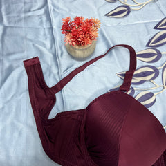Feather Fit Mocha Satin Luxe Padded Bra – Wireless High-Support Everyday T-Shirt Bra for Women Pakistan