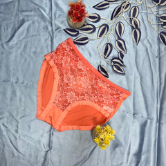 Feather Fit Crimson Lace Luxe Panty – Soft Breathable Mid-Rise Floral Lace Underwear for Women Pakistan
