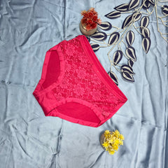 Feather Fit Crimson Lace Luxe Panty – Soft Breathable Mid-Rise Floral Lace Underwear for Women Pakistan