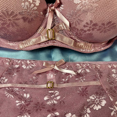 Feather Fit Scarlet Lace Luxe Set – Padded Underwired Floral Lace Bra & Panty Set for Women Pakistan