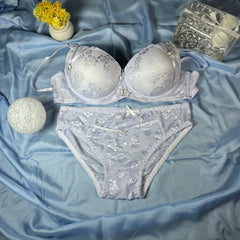 Feather Fit Scarlet Lace Luxe Set – Padded Underwired Floral Lace Bra & Panty Set for Women Pakistan