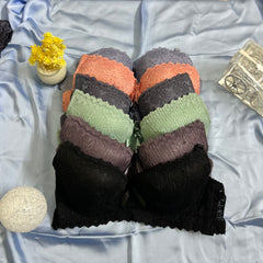 Feather Fit Rosewood Scalloped Lace Set – Padded Support Bra & Full Coverage Panty Set for Women Pakistan