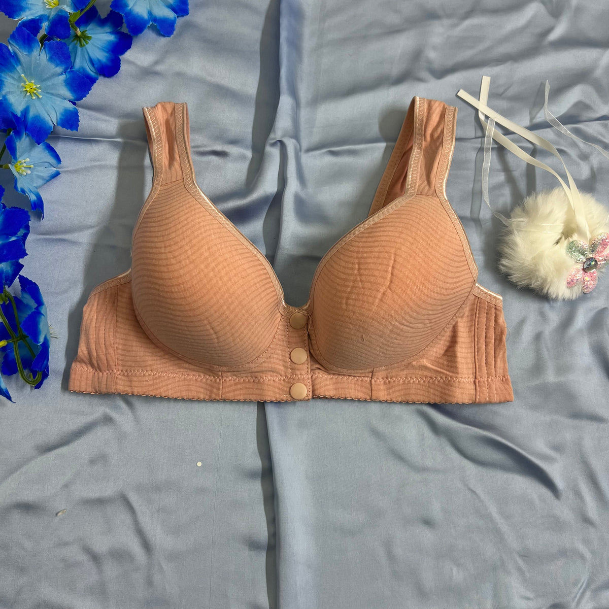 Feather Fit Cotton Comfort Front-Open Bra – Wireless Breathable Everyday Support Bra for Women Pakistan