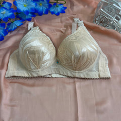 Feather Fit Nude Satin-Lace Full Coverage Bra – Supportive Wireless Everyday Bra for Women Pakistan