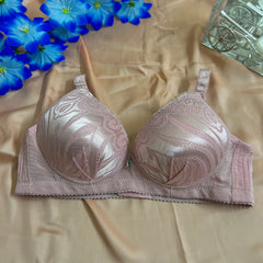 Feather Fit Nude Satin-Lace Full Coverage Bra – Supportive Wireless Everyday Bra for Women Pakistan