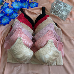 Feather Fit Nude Satin-Lace Full Coverage Bra – Supportive Wireless Everyday Bra for Women Pakistan