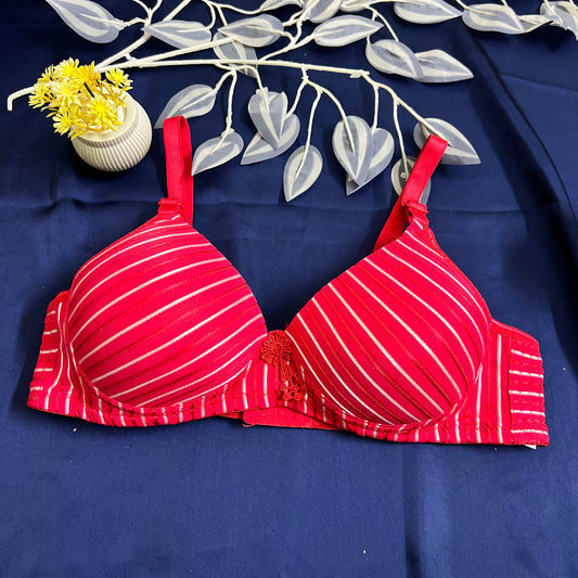 Feather Fit Crimson Stripe Padded Bra – Seamless Wireless Everyday T-Shirt Bra for Women Pakistan