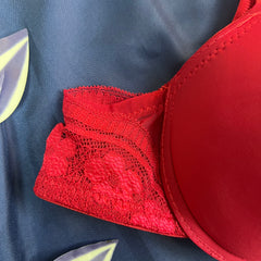 Feather Fit Magenta Silk-Touch Lace Bra – Seamless Padded Wireless T-Shirt Bra for Women Pakistan
