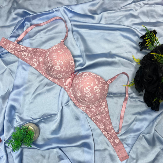 Feather Fit Blush Rose Floral Padded Bra – Wireless Seamless Everyday Support Bra for Women Pakistan