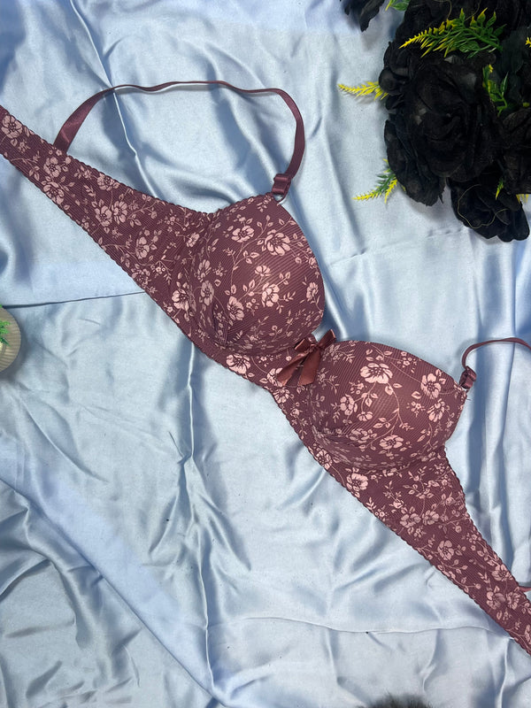Feather Fit Blush Rose Floral Padded Bra – Wireless Seamless Everyday Support Bra for Women Pakistan