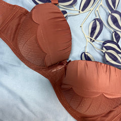 Feather Fit Terracotta Petal Luxe Padded Bra – Wireless High-Support Scalloped T-Shirt Bra for Women Pakistan