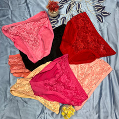 Feather Fit Crimson Lace Luxe Panty – Soft Breathable Mid-Rise Floral Lace Underwear for Women Pakistan