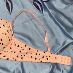 Feather Fit Sweetheart Polka Heart Padded Bra – Wireless Breathable Everyday T-Shirt Bra for Women Pakistan